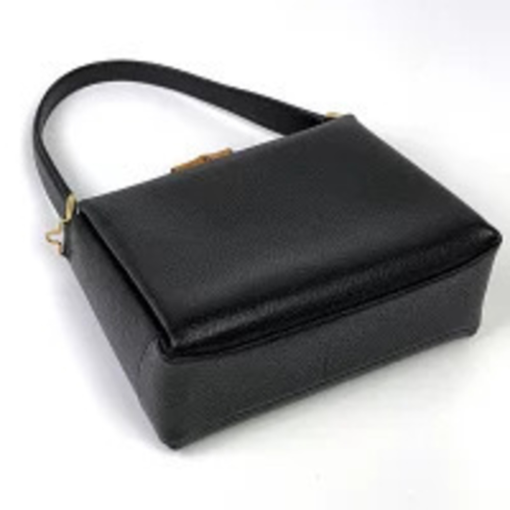 Gucci 2way Turnlock Leather Handbag Black Bamboo Black